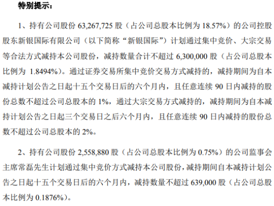 宏柏新材：两股东拟合计减持不超4.97%公司股份