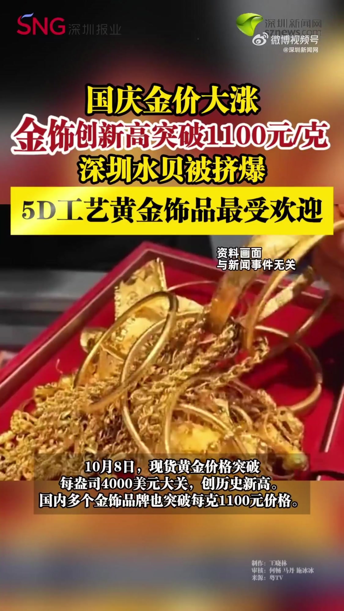 金价巨震背后的深圳水贝市场: 金饰消费升温 黄金料商变谨慎