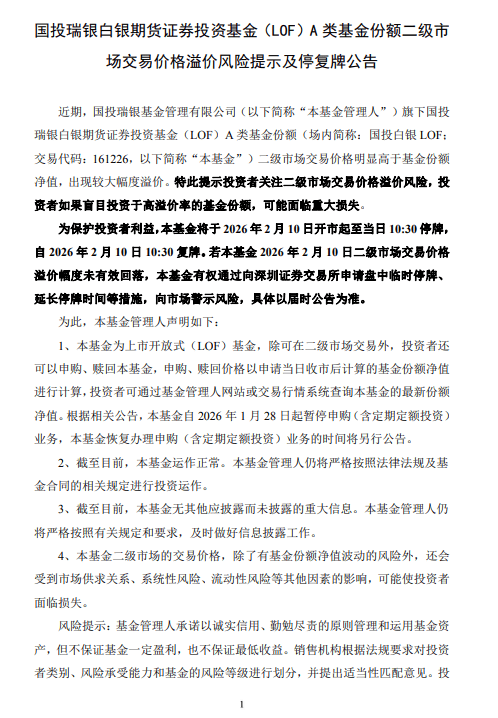 最新公告！这只原油基金，临时停牌