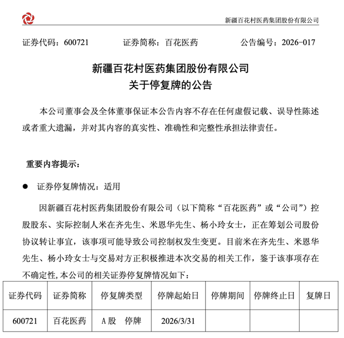威龙股份：筹划控制权变更事项 股票继续停牌